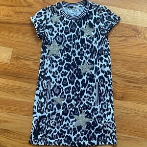 MIA Black and White Leopard Dress with Gold Stars